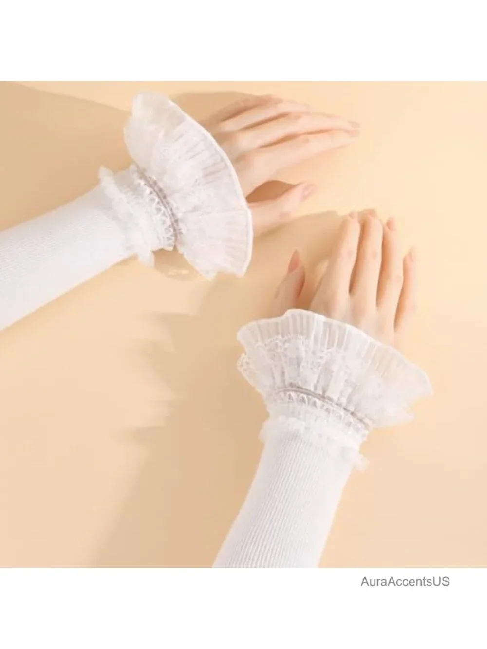 Fingerless Lace Arm Warmers Wrist Cuffs Gothic Floral Y2K